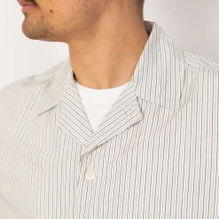 Mads Poplin Stripe S/S Shirt - Ecru