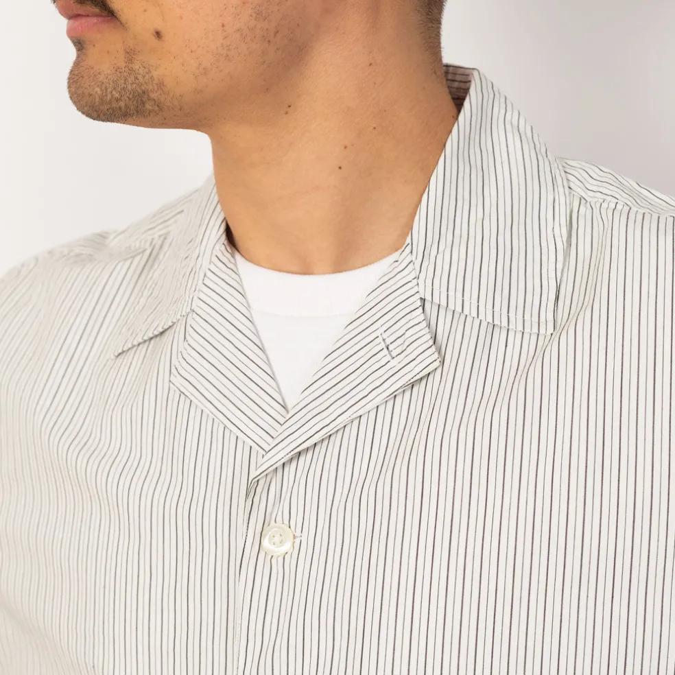 Mads Poplin Stripe S/S Shirt - Ecru
