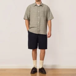 Mo Oversized Check SS Shirt - Moss Green