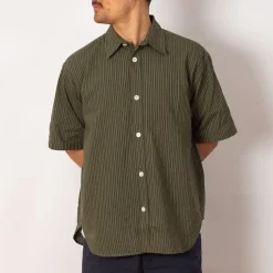 Mo Oversized S/S Stripe Shirt - Moss Green