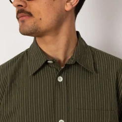 Mo Oversized S/S Stripe Shirt - Moss Green