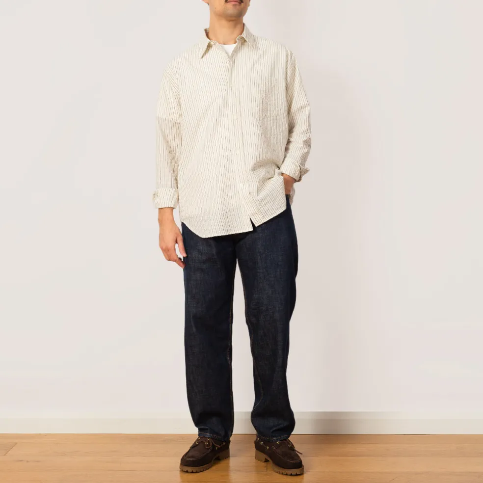 Mo Oversized Stripe Shirt - Chestnut