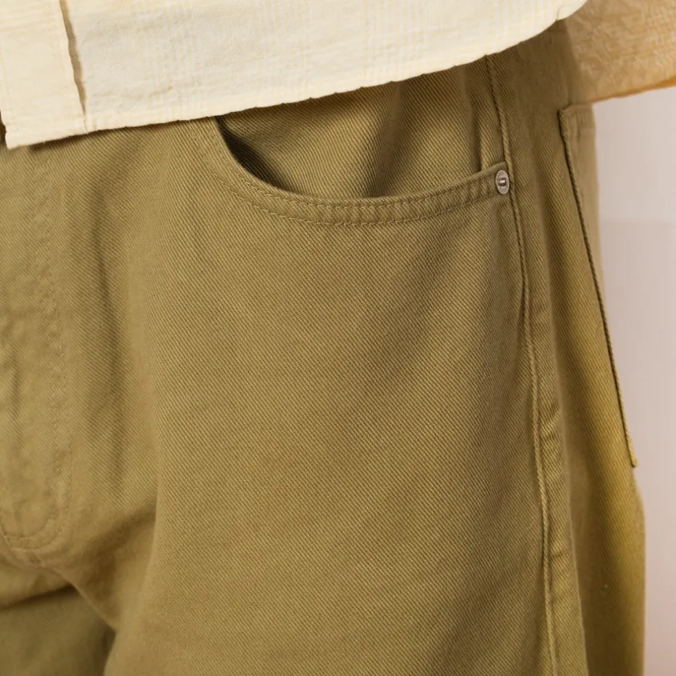 Mogens Relaxed 5 Pocket Heavy Twill Trousers - Moss Green