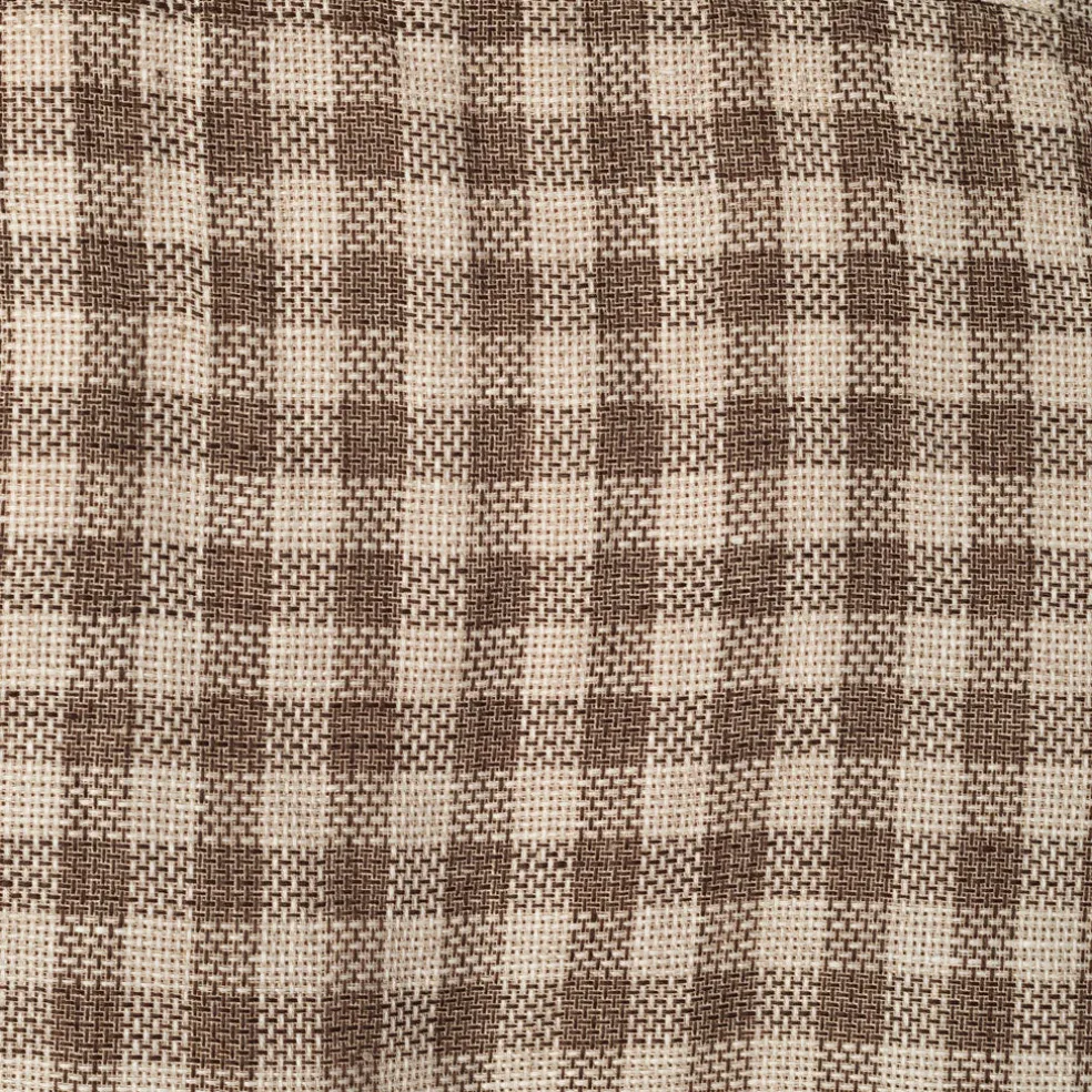 Open Collar Plaid Shirt - Brown
