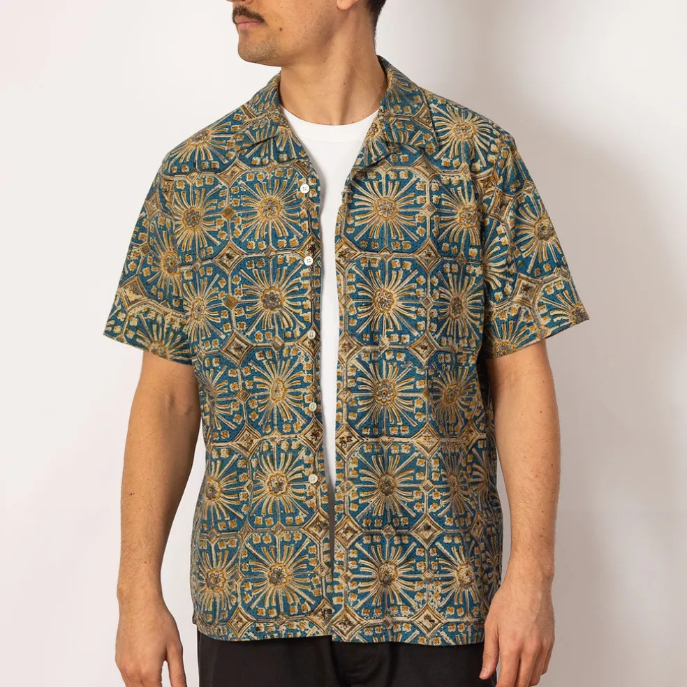 Open Collar Shirt - Blue