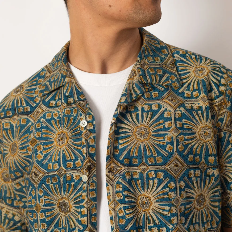 Open Collar Shirt - Blue
