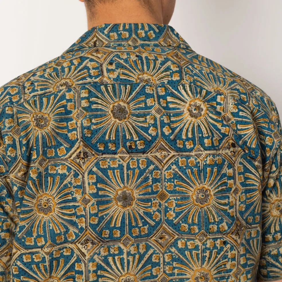 Open Collar Shirt - Blue