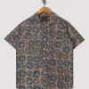 Open Collar Shirt - Blue Sun Flower