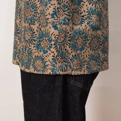 Open Collar Shirt - Blue Sun Flower