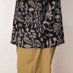 Open Collar Shirt - Navy Leaf