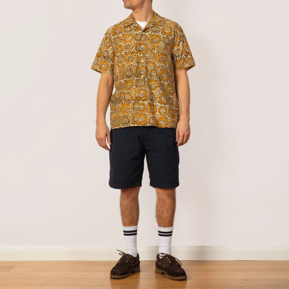 Open Collar Shirt - Yellow Sun Flower