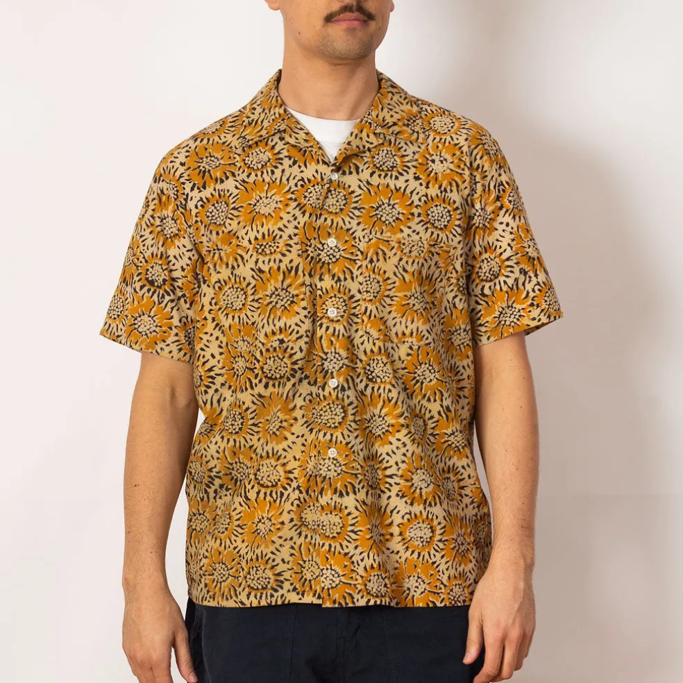 Open Collar Shirt - Yellow Sun Flower