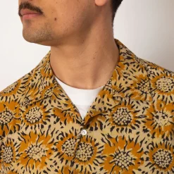 Open Collar Shirt - Yellow Sun Flower