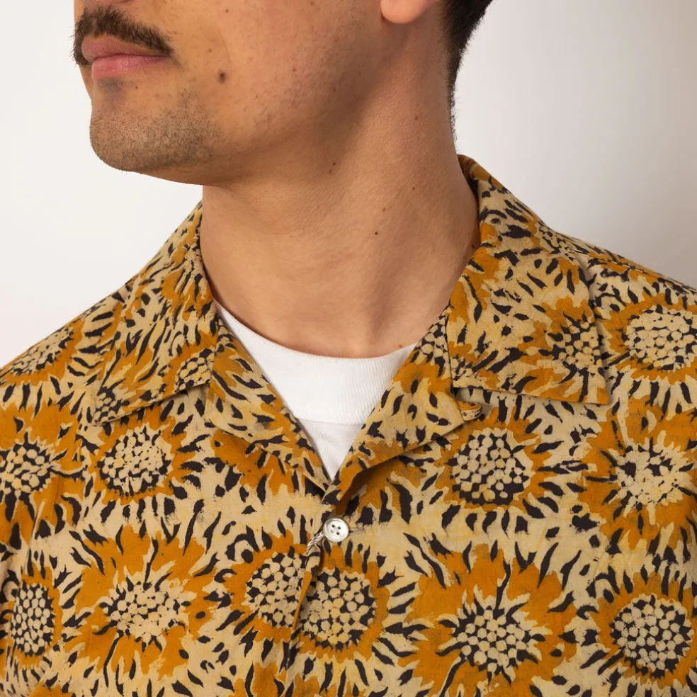 Open Collar Shirt - Yellow Sun Flower