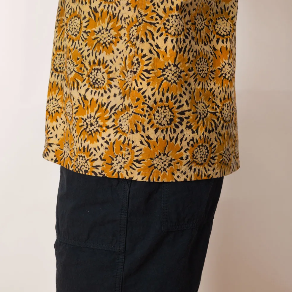 Open Collar Shirt - Yellow Sun Flower