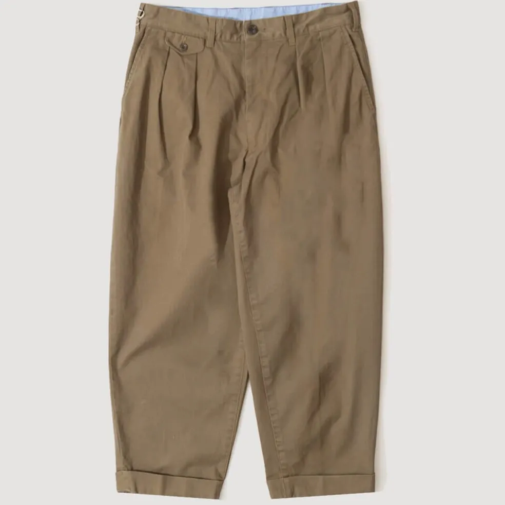 2 Pleat Twill Trouser - Olive