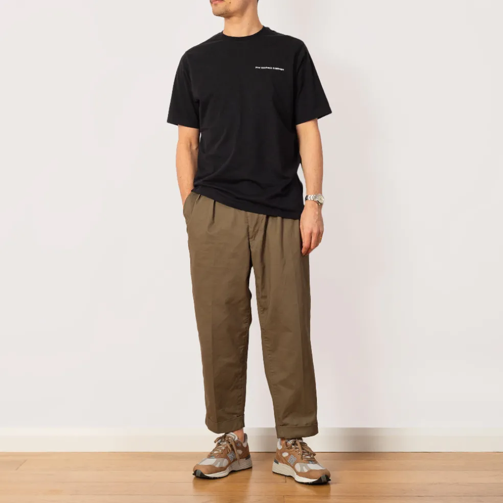 2 Pleat Twill Trouser - Olive