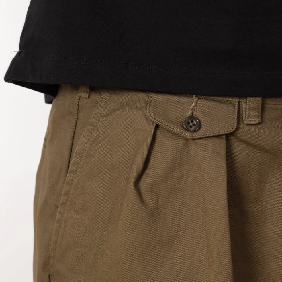 2 Pleat Twill Trouser - Olive