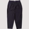 Pleated Track Pant - Navy Seersucker