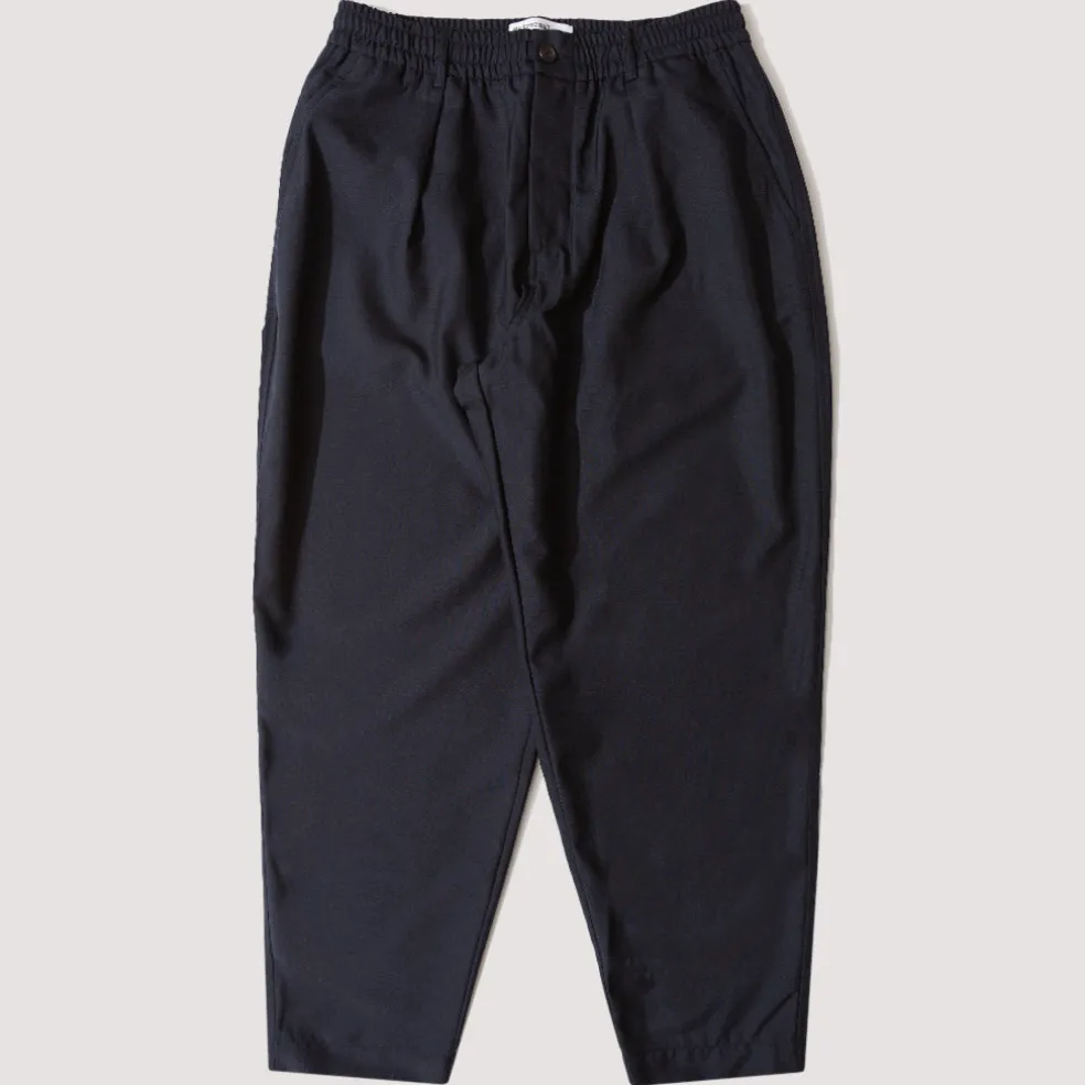 Pleated Track Pant - Navy Tropical Wool