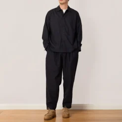 Pleated Track Pant - Navy Tropical Wool