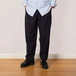 Pleated Track Pant - Navy Seersucker