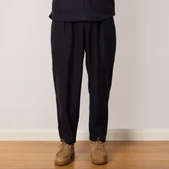 Pleated Track Pant - Navy Tropical Wool