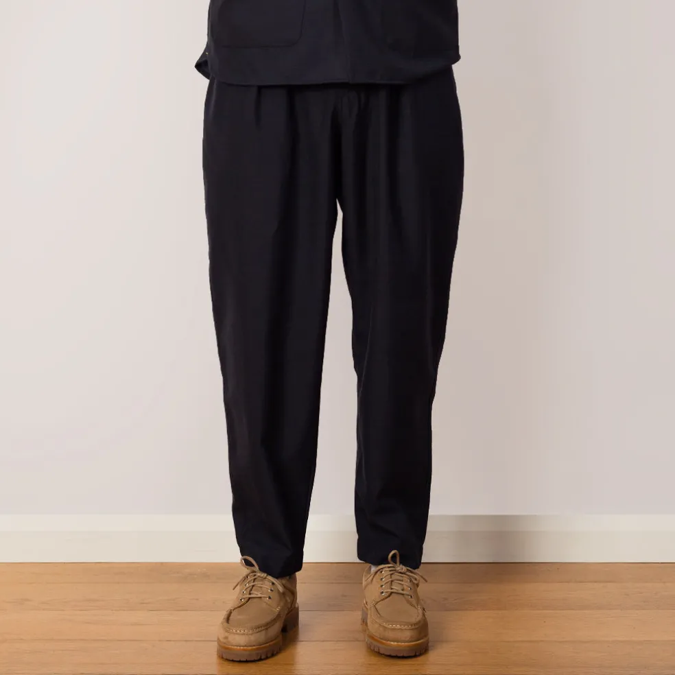 Pleated Track Pant - Navy Tropical Wool
