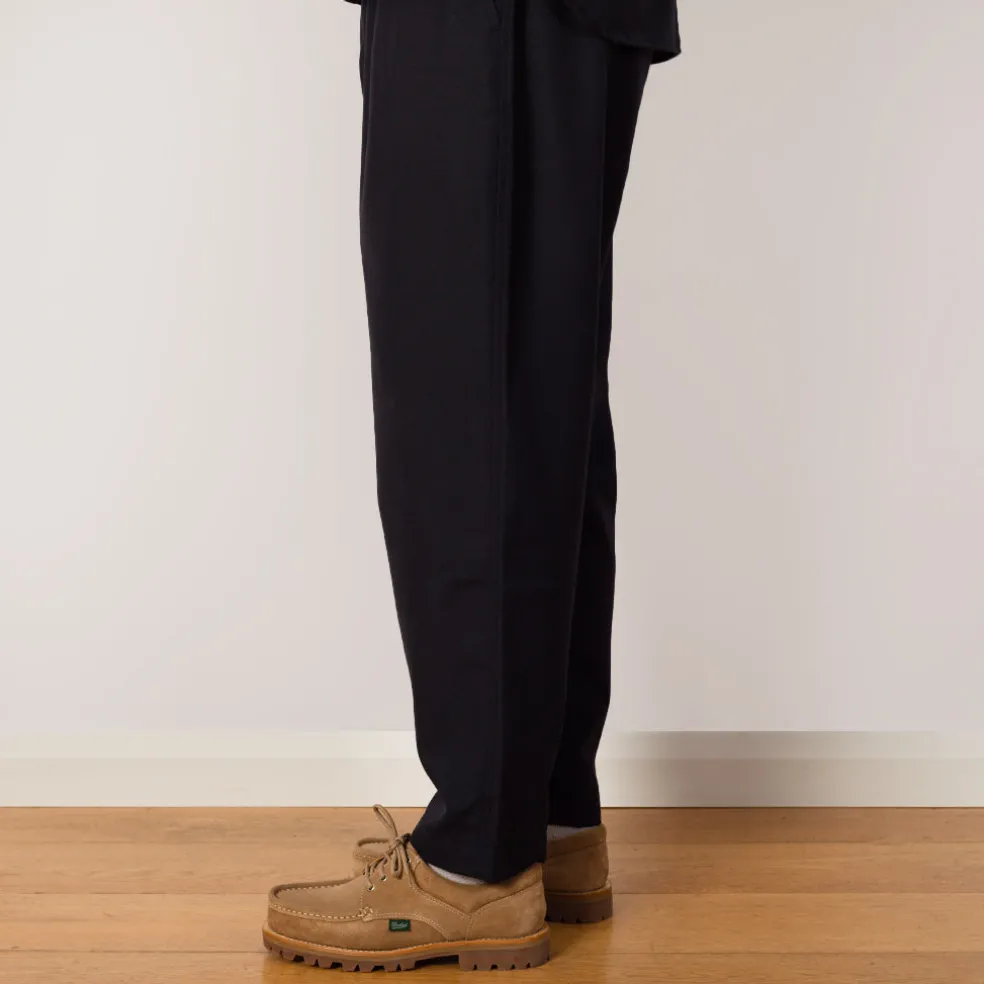 Pleated Track Pant - Navy Tropical Wool