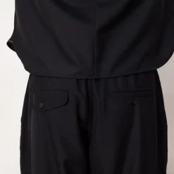Pleated Track Pant - Navy Tropical Wool