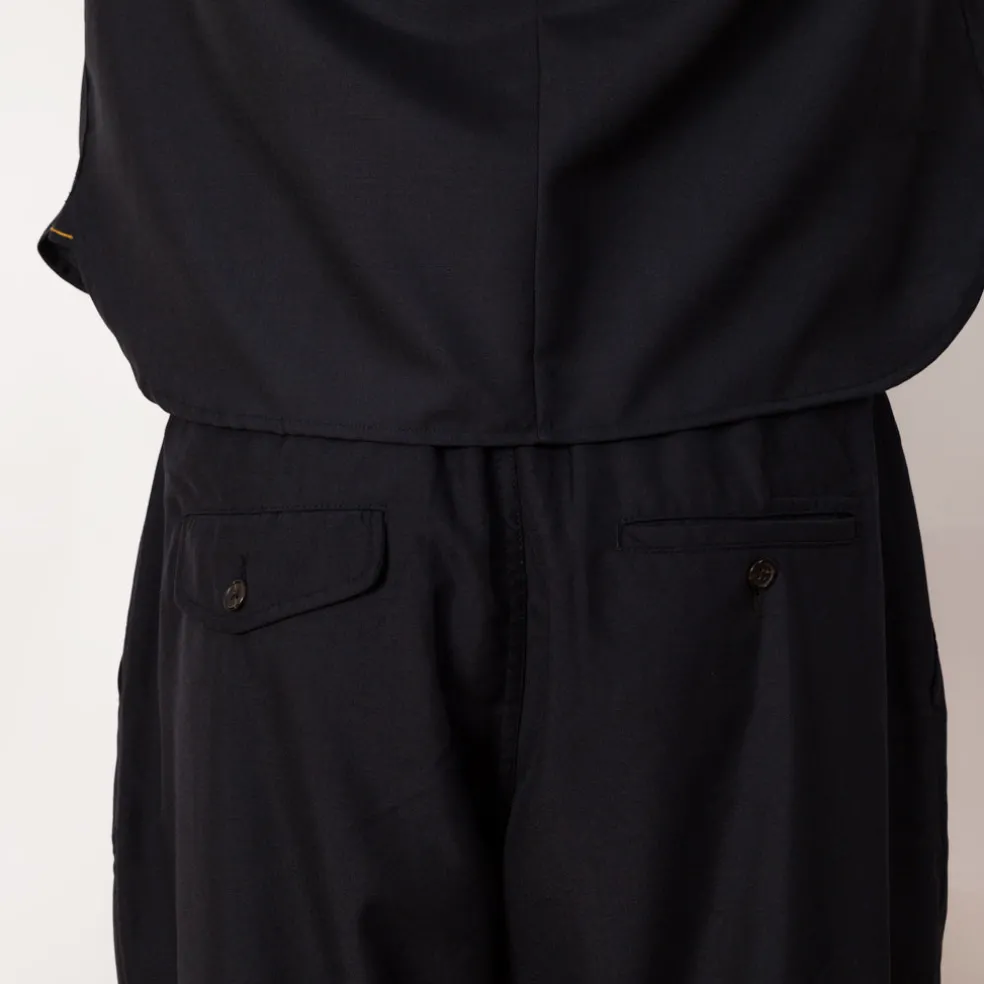 Pleated Track Pant - Navy Tropical Wool