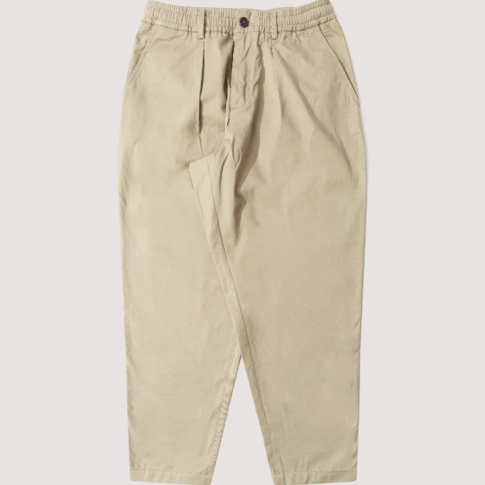 Pleated Track Pant - Stone Twill