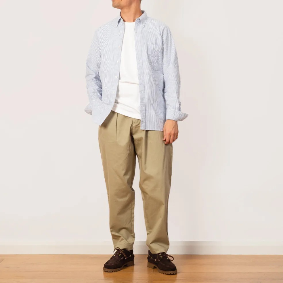Pleated Track Pant - Stone Twill