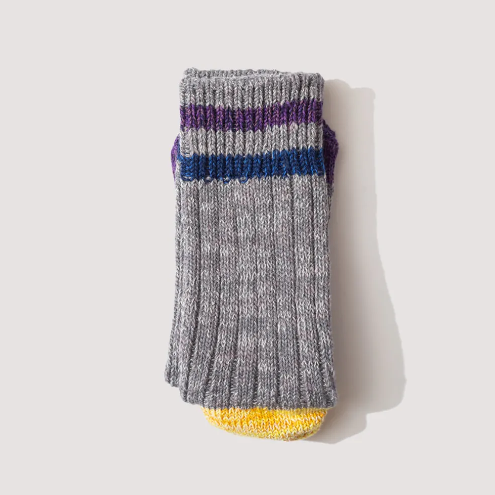 Rainbow Happy Heel Socks - Grey