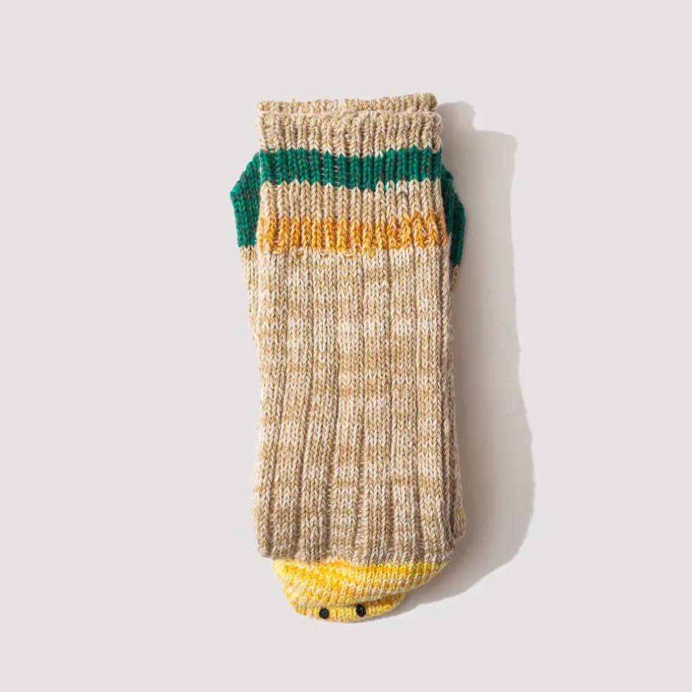 Rainbow Happy Heel Socks - Beige