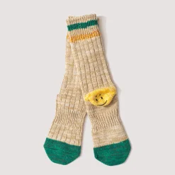 Rainbow Happy Heel Socks - Beige