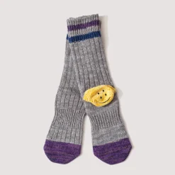 Rainbow Happy Heel Socks - Grey