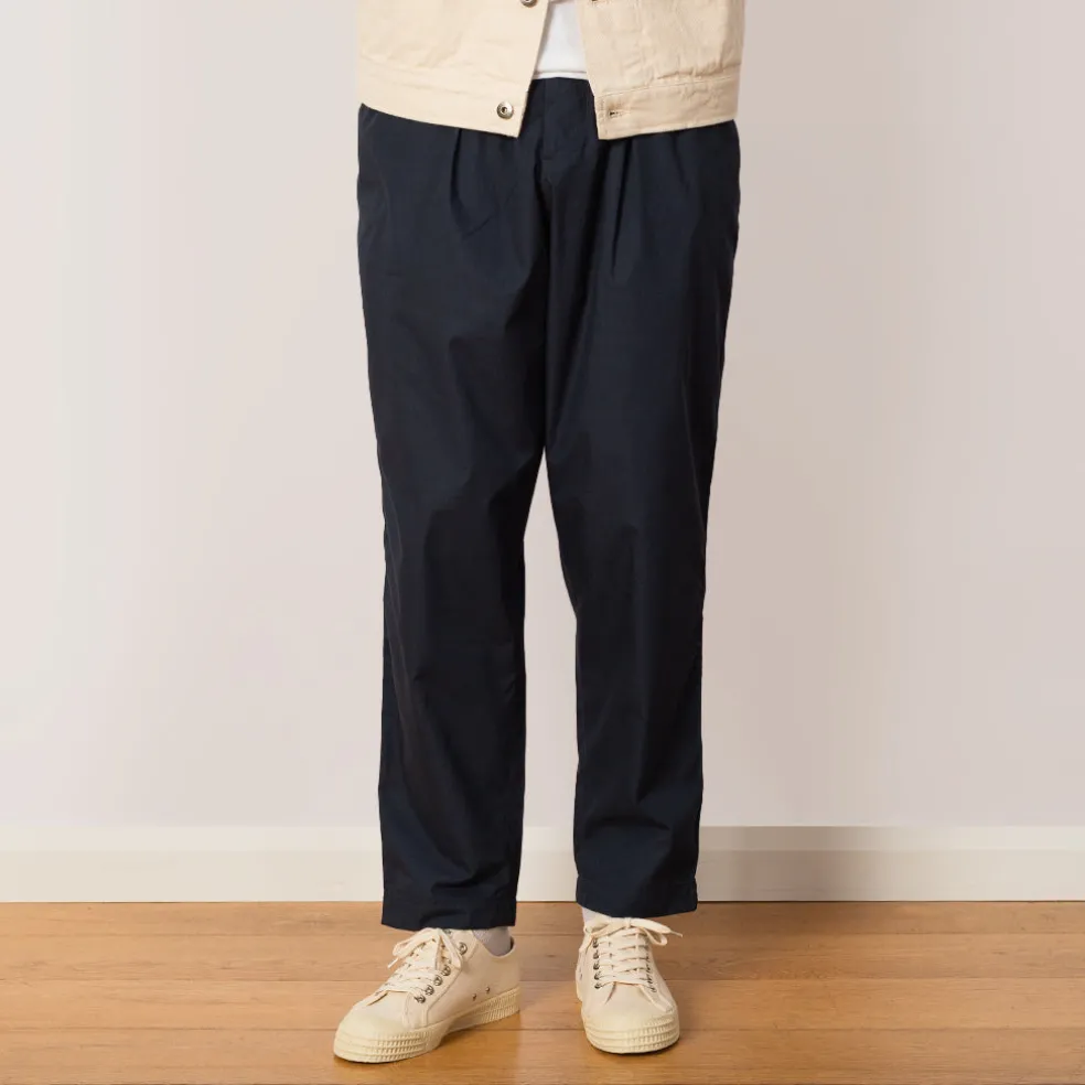 Recycled Poly Tech Pleated Track Pant - Navy