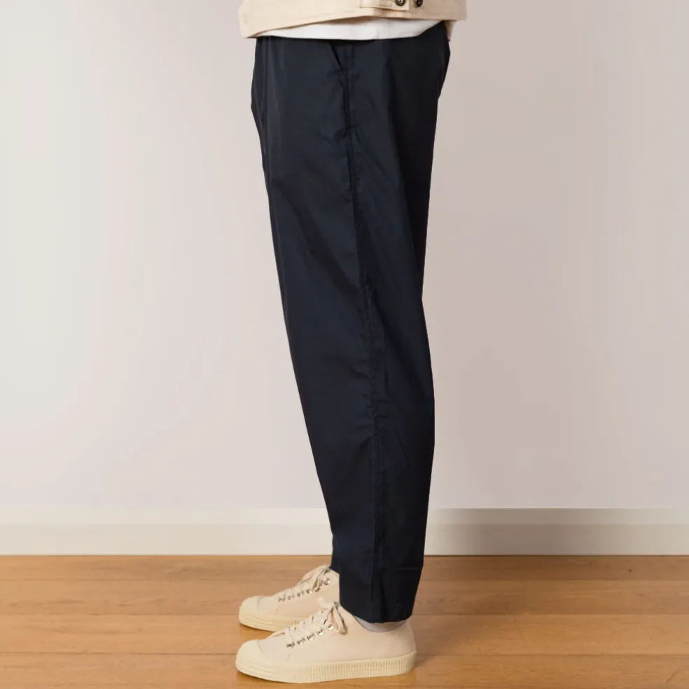 Recycled Poly Tech Pleated Track Pant - Navy
