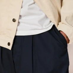 Recycled Poly Tech Pleated Track Pant - Navy