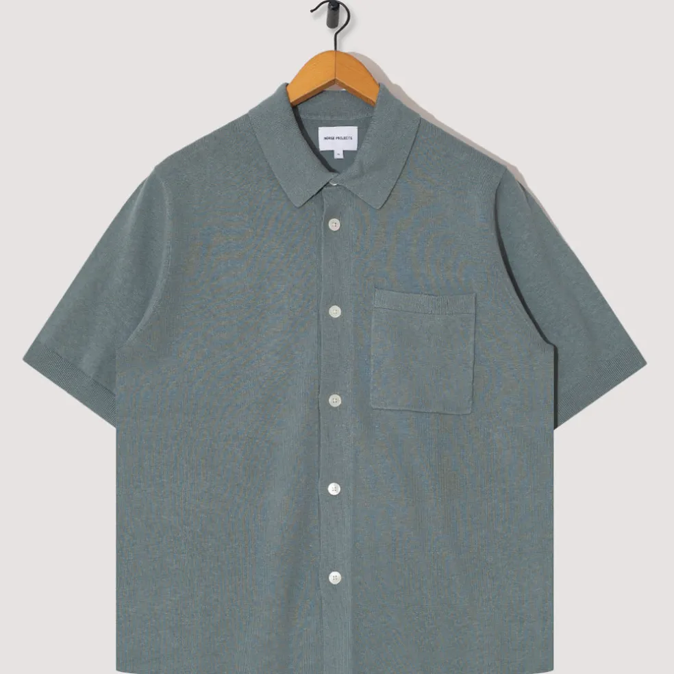 Rollo Cotton Linen SS Shirt - Greyish Blue