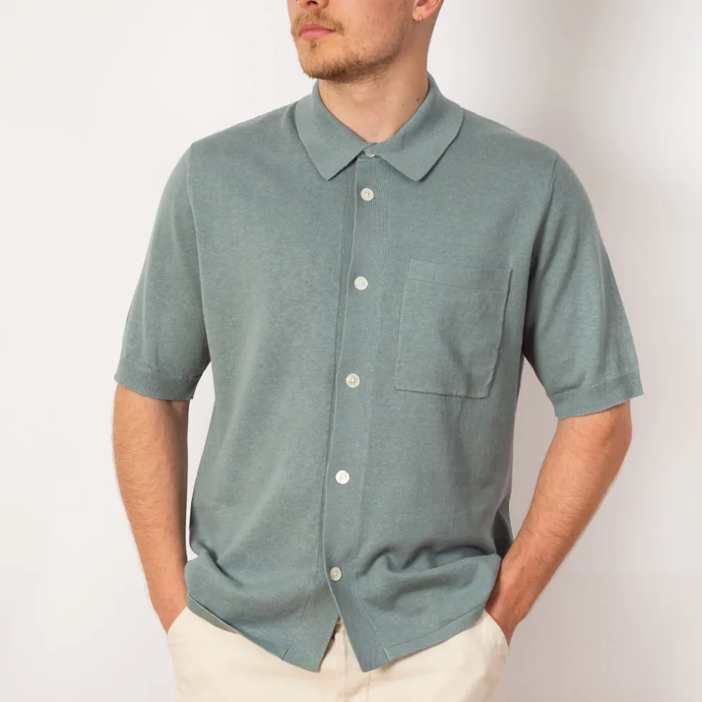 Rollo Cotton Linen SS Shirt - Greyish Blue
