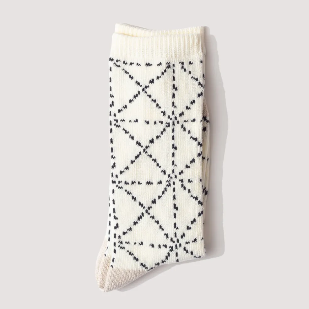 Sashiko Socks - Ecru