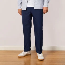 Seersucker Ivy Trouser - Navy Solid