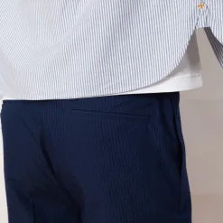 Seersucker Ivy Trouser - Navy Solid
