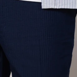 Seersucker Ivy Trouser - Navy Solid