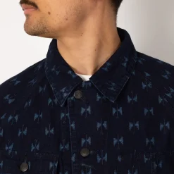 Short Coverall Jacket Printed Kasuri - Papillon