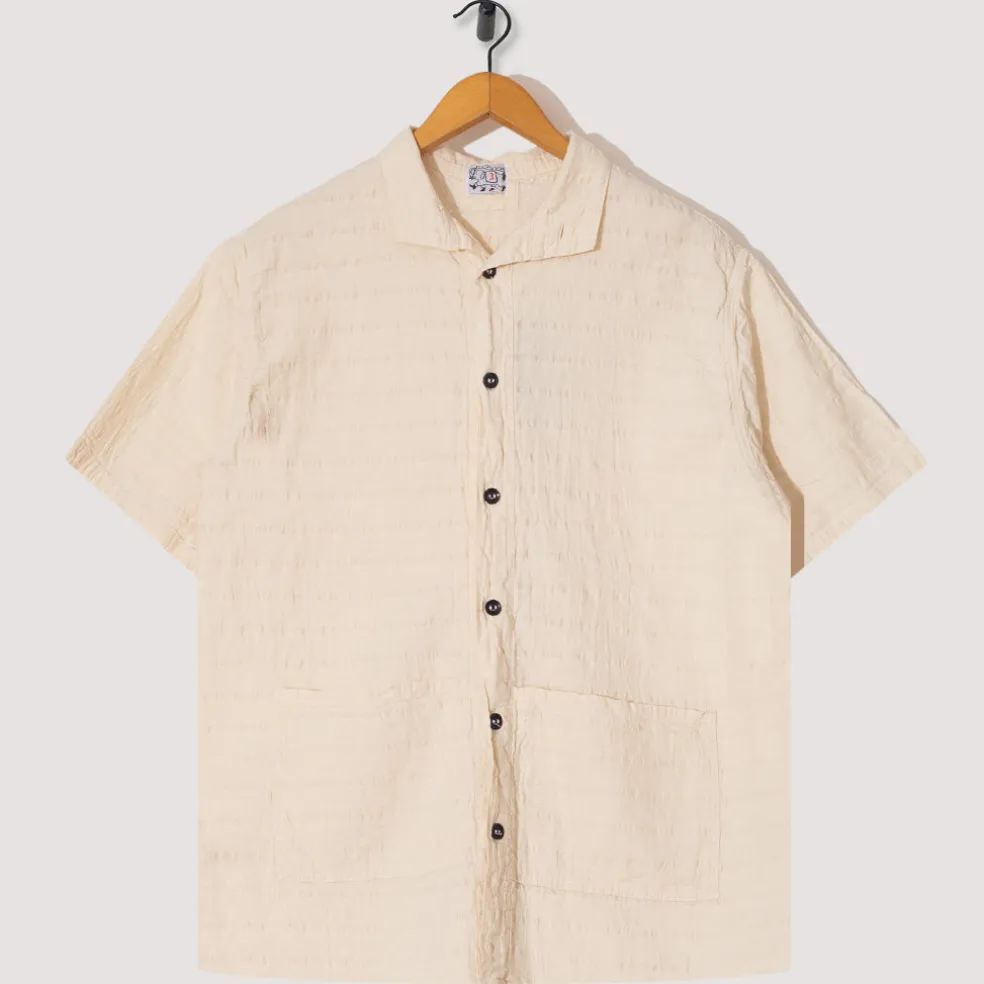 Short Sleeve Flipped Collar Shirt - Rinsed