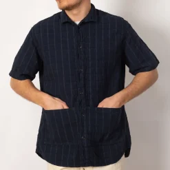 Short Sleeve Flipped Collar Shirt - Hadal Blue