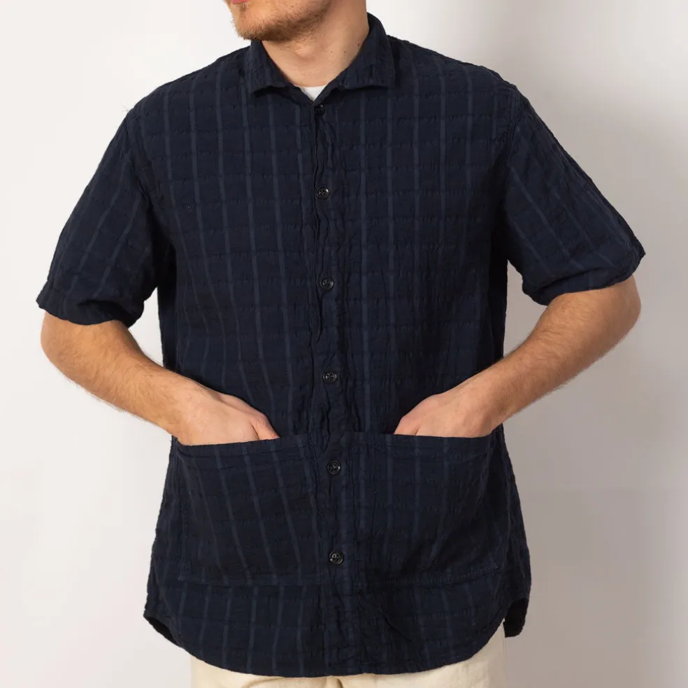 Short Sleeve Flipped Collar Shirt - Hadal Blue